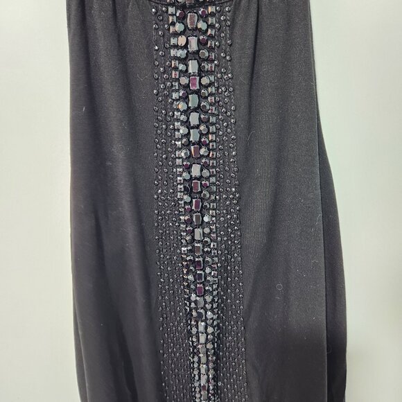 INC International Concepts Black Seguin Beaded Halter Sleeveless Top Large - Picture 4 of 8